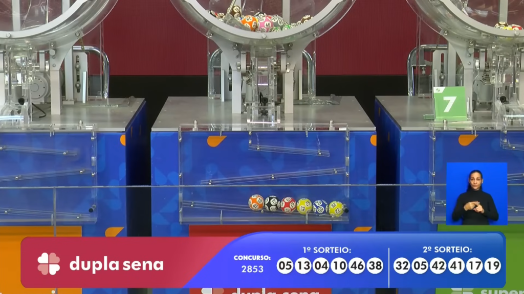 Imagem com os números sorteados da Dupla-Sena concurso 2853, realizado no dia 29/08/2025.