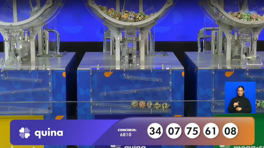 Imagem com os números sorteados da Quina concurso 6810, realizado no dia 26/08/2025.